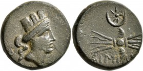 PONTOS. Aimilion. Circa 66-50/45 BC. AE (Bronze, 21 mm, 10.27 g, 12 h). Turreted head of the city-goddess to right. Rev. AIMIΛΙ[OY] Winged thunderbolt...