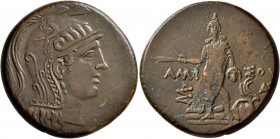 PONTOS. Amisos. Time of Mithradates VI Eupator , circa 85-65 BC. AE (Orichalcum, 29 mm, 19.20 g, 12 h). Head of Athena to right, wearing crested Attic...