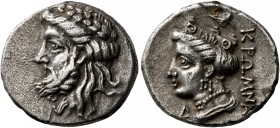 PAPHLAGONIA. Kromna. Circa 360-330 BC. Tetrobol (Silver, 16 mm, 3.56 g, 12 h), Persic standard. Laureate head of Zeus to left. Rev. ΚΡΩΜΝΑ Head of Her...