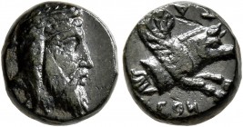 MYSIA. Kisthene. Orontes , satrap of Mysia, circa 357-352 BC. Chalkous (Bronze, 9 mm, 1.36 g, 12 h). Bearded head of Orontes to right, wearing laureat...
