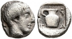 TROAS. Gargara. Circa 450-400 BC. Hemiobol (Silver, 6 mm, 0.29 g, 6 h). Bare male head to right. Rev. Γ-A- P One handled jug; all within incuse square...
