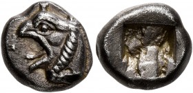 IONIA. Phokaia. Circa 521-478 BC. Diobol (Silver, 10 mm, 1.66 g). Head of a griffin to left. Rev. Rough incuse square. SNG Keckman 300. SNG von Aulock...