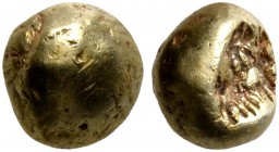 IONIA. Uncertain. Circa 650-600 BC. Myshemihekte – 1/24 Stater (Electrum, 5 mm, 0.54 g), Lydo-Milesian standard. Plain globular surface. Rev. Incuse s...