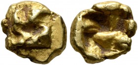 IONIA. Uncertain. Circa 625-600 BC. Myshemihekte – 1/24 Stater (Gold, 7 mm, 0.70 g), Phokaic standard. Raised swastika pattern. Rev. Quadripartite inc...