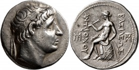 SELEUKID KINGS OF SYRIA. Antiochos I Soter, 281-261 BC. Tetradrachm (Silver, 27 mm, 17.09 g, 10 h), Seleukeia on the Tigris. Diademed head of Antiocho...