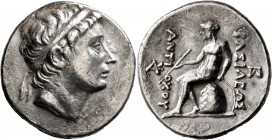 SELEUKID KINGS OF SYRIA. Antiochos III ‘the Great’, 223-187 BC. Tetradrachm (Silver, 29 mm, 16.75 g, 12 h), Tarsos. Diademed head of Antiochos III to ...