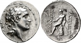 SELEUKID KINGS OF SYRIA. Seleukos IV Philopator, 187-175 BC. Tetradrachm (Silver, 30 mm, 16.97 g, 1 h), Antiochia on the Orontes. Diademed head of Sel...
