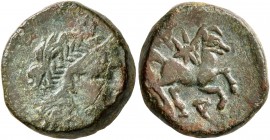 KYRENAICA. Kyrene. Magas, as King of Kyrene , circa 282/75-250 BC. AE (Bronze, 16 mm, 5.43 g, 1 h). Head of Apollo Myrtous right, wearing myrtle wreat...
