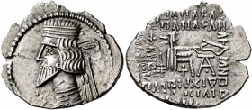 KINGS OF PARTHIA. Artabanos IV, circa 80-90. Drachm (Silver, 24 mm, 3.06 g, 12 h), Ekbatana. Diademed and draped bust of Artabanos IV to left. Rev. Ar...