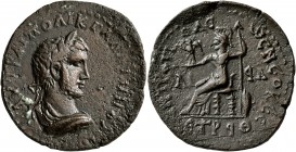 PONTUS. Neocaesarea. Gallienus , 253-268. Tetrassarion (Bronze, 28 mm, 12.84 g, 6 h), CY 199 = 262/3. AYT KAI ΠO ΛIK ΓAΛΛIHNOC Laureate and draped bus...