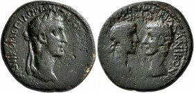 IONIA. Smyrna. Gaius (Caligula), with Germanicus and Agrippina Senior , 37-41. Assarion (Orichalcum, 22 mm, 7.47 g, 12 h), Marcus Acilius Aviola, proc...