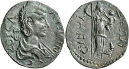 PHRYGIA. Synnada. Salonina , Augusta, 254-268. Tetrassarion (Bronze, 27 mm, 9.18 g, 7 h). KOP CAΛONЄINA C-ЄB Draped bust of Salonina to right. Rev. CY...