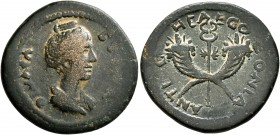 PISIDIA. Antiochia. Diva Faustina Senior , died 140/1. Hemiassarion (Orichalcum, 21 mm, 4.24 g, 7 h). DIVA FAVSTINA Draped bust of Diva Faustina Senio...