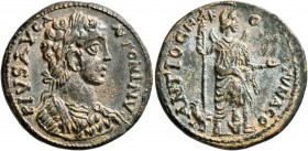 PISIDIA. Antiochia. Caracalla , 198-217. 'As' (Orichalcum, 23 mm, 6.82 g, 7 h). PIVS AVG ANTONINV Laureate and cuirassed bust of Caracalla to right. R...
