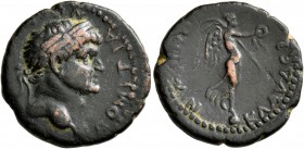 LYCAONIA. Iconium. Domitian , 81-96. Hemiassarion (Copper, 19 mm, 4.52 g, 7 h). ΔOMITIAN[OC KAICAP] Laureate head of Domitian to right. Rev. KΛAYΔЄIKO...