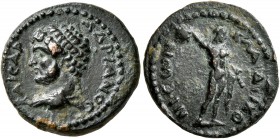 LYCAONIA. Iconium. Hadrian , 117-138. Hemiassarion (Orichalcum, 16 mm, 2.60 g, 6 h). ΑΔΡΙΑΝΟС ΚΑΙСΑΡ Bare-headed and draped bust of Hadrian to left. R...
