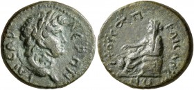 CILICIA. Anazarbus. Nero , 54-68. Hemiassarion (Bronze, 18 mm, 4.58 g, 12 h), CY 86 = 67/8. NЄPΩN KAICAP Laureate head of Nero to right; on neck, coun...