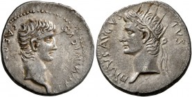 CAPPADOCIA. Caesaraea-Eusebia. Germanicus, with Divus Augustus , Caesar, 15 BC-AD 19. Drachm (Silver, 19 mm, 3.11 g, 1 h), circa 33-34. GERMANICVS•CAE...