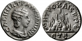 CAPPADOCIA. Caesaraea-Eusebia. Tranquillina , Augusta, 241-244. Drachm (Silver, 16 mm, 3.00 g, 12 h), RY 5 = 241/2 AD. CABINIA TPANKVΛΛINH Draped bust...