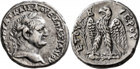 SYRIA, Seleucis and Pieria. Antioch. Vespasian , 69-79. Tetradrachm (Silver, 25 mm, 14.99 g, 12 h), RY 2 = 69/70 AD. AYTOKPAT KAIΣA OYEΣΠIANOY Laureat...