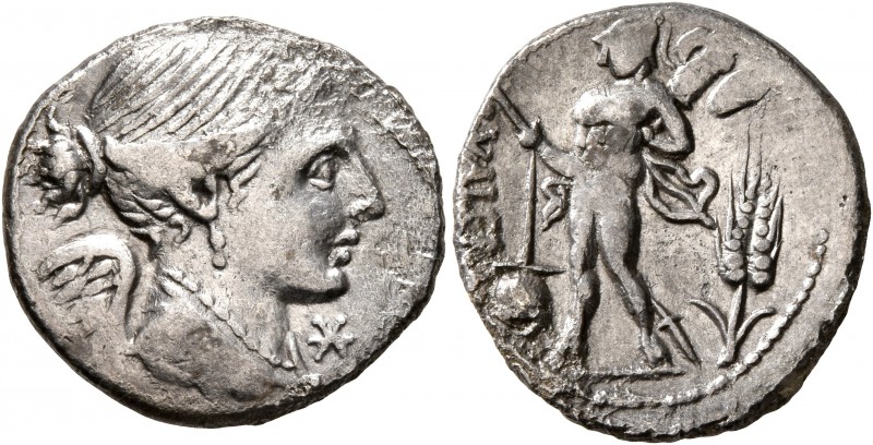 L. Valerius Flaccus, 108-107 BC. Denarius (Silver, 19 mm, 3.82 g, 4 h), Rome. Dr...