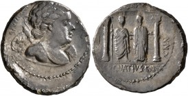 Cn. Egnatius Cn.f. Cn.n. Maxsumus, 76 BC. Denarius (Silver, 19 mm, 3.74 g, 4 h). [MAXS]VMVS Bust of Cupid to right; bow and quiver over shoulder. Rev....