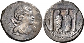 Cn. Egnatius Cn.f. Cn.n. Maxsumus, 76 BC. Denarius (Silver, 20 mm, 3.56 g, 2 h), Rome. [MAXSVMVS] Bust of Cupid to right; bow and quiver over shoulder...