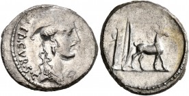 Cn. Plancius, 55 BC. Denarius (Silver, 19 mm, 3.88 g, 11 h), Rome. [CN•PLANCIVS] AED•CVR•S•C Female head to right, wearing causia. Rev. Cretan goat st...