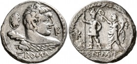 P. Cornelius Lentulus Marcellinus, 50 BC. Denarius (Silver, 19 mm, 3.70 g, 12 h), Rome. ROMA / K Bust of Hercules to right, seen from behind, draped w...