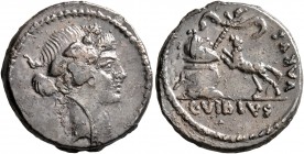 C. Vibius Varus, 42 BC. Denarius (Silver, 17 mm, 3.52 g, 7 h), Rome. Head of Bacchus to right, wearing wreath of ivy. Rev. VARVS / C•VIBIVS Panther sp...