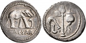 Julius Caesar, 49-44 BC. Denarius (Silver, 18 mm, 3.96 g, 3 h), mint moving with Caesar in Gallia Narbonensis or Hispania Citerior, 49-48. CAESAR Elep...