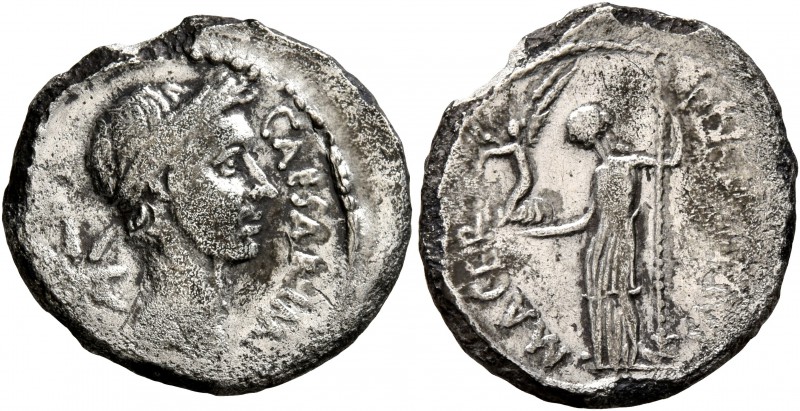 Julius Caesar, 49-44 BC. Denarius (Silver, 19 mm, 3.18 g, 2 h), with P. Sepulliu...