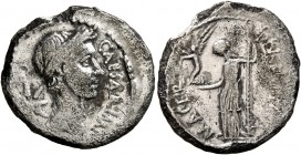 Julius Caesar, 49-44 BC. Denarius (Silver, 19 mm, 3.18 g, 2 h), with P. Sepullius Macer, Rome, second half of February 44. CAESAR•IMP Laureate head of...