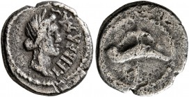 Brutus, † 42 BC. Quinarius (Silver, 12 mm, 1.78 g, 1 h), mint moving with Brutus and Cassius in western Asia Minor or northern Greece, circa 43-42. LI...