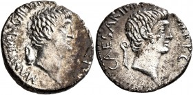 Mark Antony and Octavian. Denarius (Silver, 19 mm, 3.43 g, 11 h), L. Gellius Poplicola, quaestor pro praetore, military mint moving with Antony in Asi...