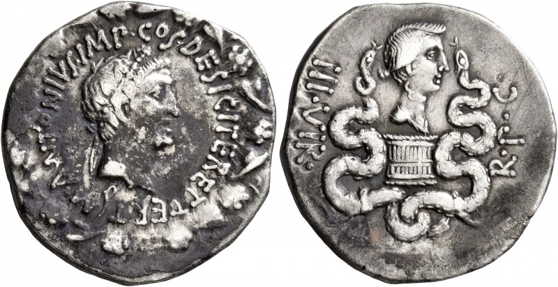 Mark Antony and Octavia, 40-35 BC. Cistophorus (Silver, 26 mm, 11.99 g, 12 h), E...
