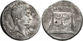 Augustus, 27 BC-AD 14. Cistophorus (Silver, 25 mm, 11.54 g, 12 h), Ephesus, circa 25 BC. IMP CAESAR Bare head of Augustus to right. Rev. AVGVSTVS Garl...