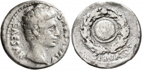 Augustus, 27 BC-AD 14. Denarius (Silver, 20 mm, 3.09 g, 6 h), uncertain mint in Spain (Colonia Patricia?), 19 BC. CAESAR AVGVSTVS Bare head of Augustu...