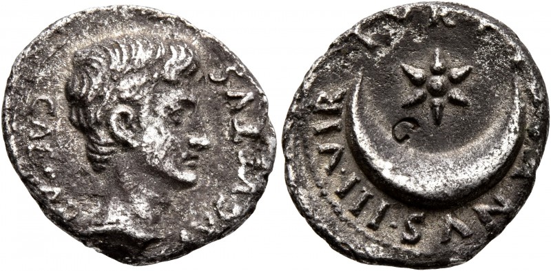 Augustus, 27 BC-AD 14. Denarius (Silver, 20 mm, 3.58 g, 1 h), P. Petronius Turpi...