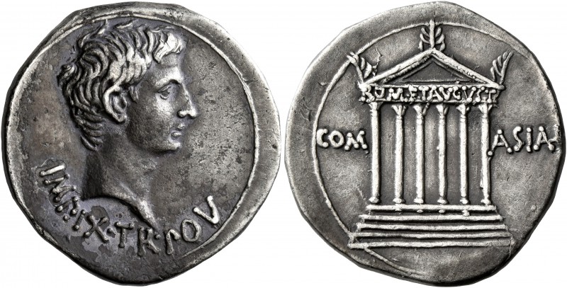Augustus, 27 BC-AD 14. Cistophorus (Silver, 26 mm, 11.89 g, 1 h), Pergamum, 19-1...