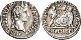 Augustus, 27 BC-AD 14. Denarius (Silver, 20 mm, 3.61 g, 10 h), Lugdunum, 2 BC-AD 4. CAESAR AVGVSTVS DIVI F PATER PATRIAE Laureate head of Augustus to ...