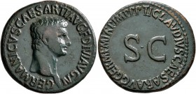Germanicus, died 19. As (Copper, 29 mm, 11.56 g, 7 h), Rome, struck under Claudius, circa 50-54. GERMANICVS CAESAR TI AVG F DIVI AVG N Bare head of Ge...