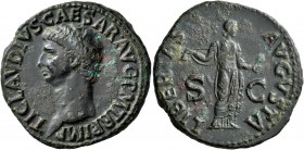 Claudius, 41-54. As (Copper, 30 mm, 11.95 g, 6 h), Rome, 41-50. TI CLAVDIVS•CAESAR•AVG•P M TR P•IMP Bare head of Claudius to left. Rev. LIBERTAS AVGVS...