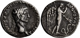 Claudius, 41-54. Denarius (Silver, 19 mm, 3.55 g, 8 h), Rome, 50-51. TI CLAVD CAESAR•AVG•P•M•TR•P•X•IMP•P•P Laureate head of Claudius to right. Rev. P...