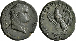 Titus, 79-81. Dupondius (Orichalcum, 25 mm, 8.92 g, 6 h), uncertain eastern mint (Ephesos?), 80-81. T CAESAR IMPER PONT Laureate head of Titus to righ...