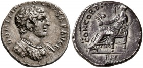 Domitian, as Caesar, 69-81. Denarius (Silver, 17 mm, 3.16 g, 7 h), Ephesus, 77-78. DOMITIANVS CAESAR AVG F Bare-headed, draped and cuirassed bust of D...