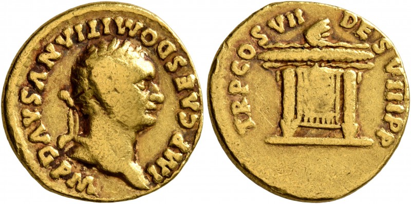 Domitian, 81-96. Aureus (Gold, 18 mm, 6.41 g, 6 h), Rome, 81. IMP CAES DOMITIANV...