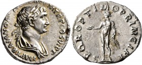 Trajan, 98-117. Denarius (Silver, 19 mm, 3.41 g, 7 h), Rome, 113-114. IMP TRAIANO AVG GER DAC P M TR P COS VI P P Laureate, draped and cuirassed bust ...