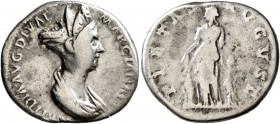 Matidia, Augusta, 112-119. Denarius (Silver, 18 mm, 2.93 g, 6 h), Rome, circa 115-117. MATIDIA AVG DIVAE MARCIANAE F Draped bust of Matidia to right. ...