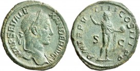 Severus Alexander, 222-235. Sestertius (Orichalcum, 33 mm, 19.99 g, 12 h), Rome, 230. IMP SEV ALEXANDER AVG Sol standing left, raising his right hand ...